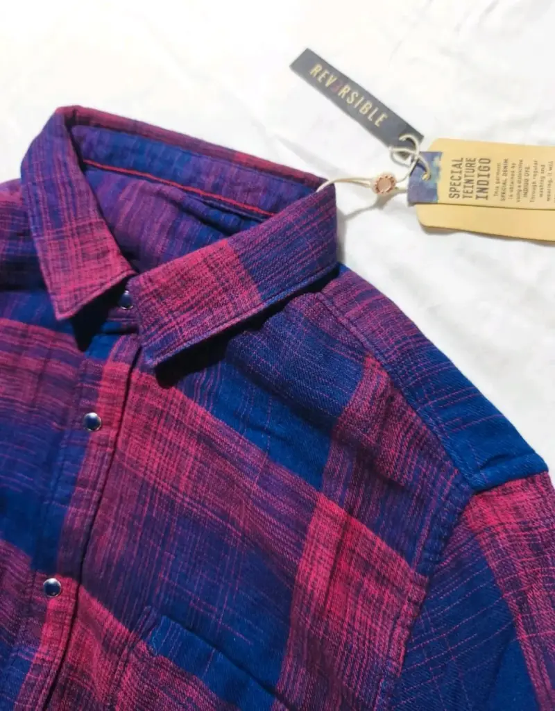 Camisa a cuadros roja y azul unisex. - 2