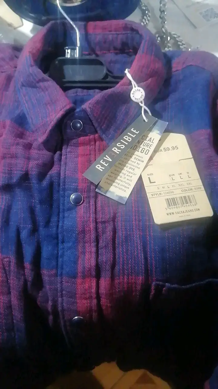 Camisa a cuadros roja y azul unisex. - 4