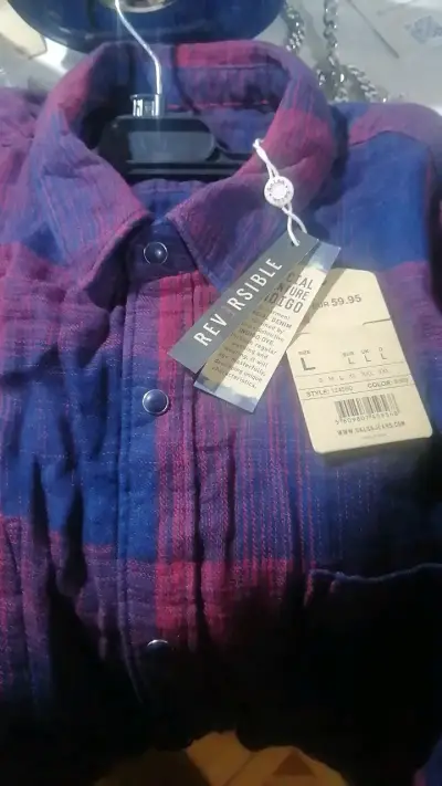 Camisa a cuadros roja y azul unisex. - miniatura 4