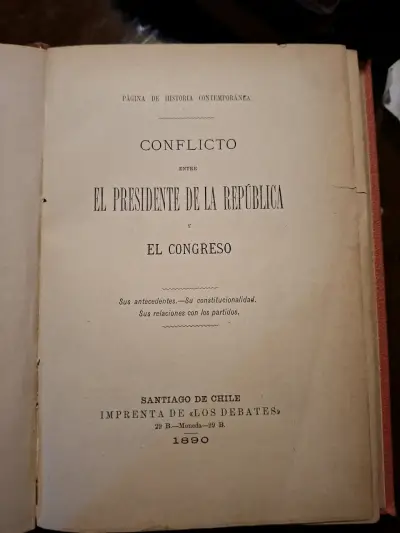 Libro antiguo sobre conflicto político en Chile 1890 - miniatura 1