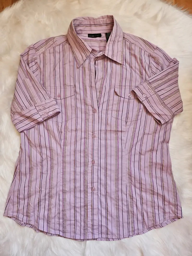 Camisa de rayas rosada para mujer - 1
