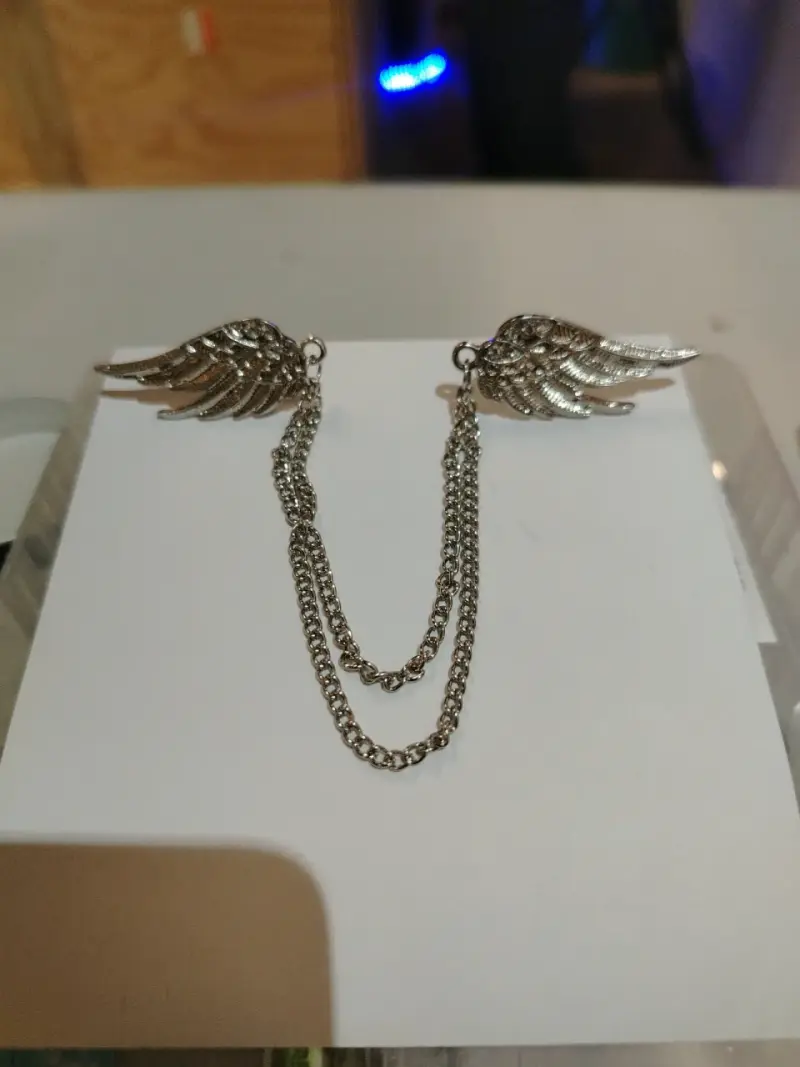 Broche de alas con cadena metálica