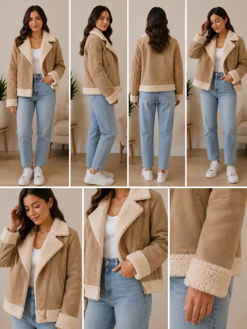 Chaqueta de gamuza con forro de borrego