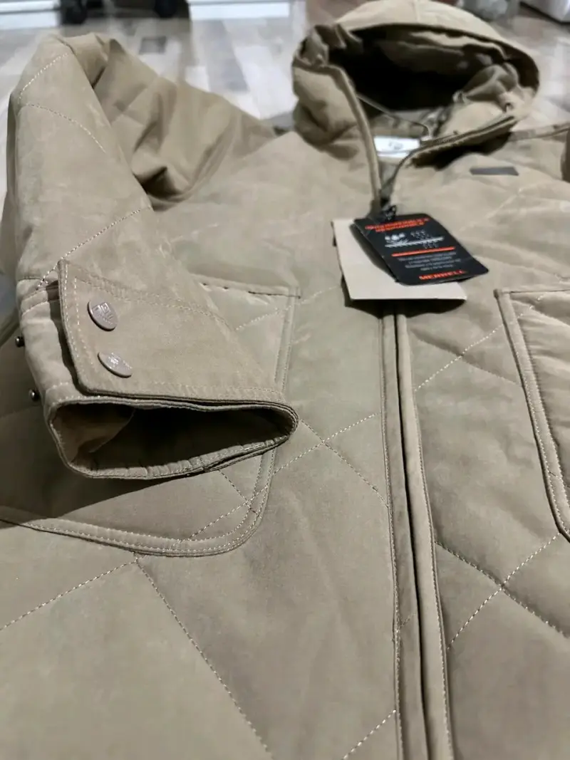 Parka acolchada beige con capucha - 4