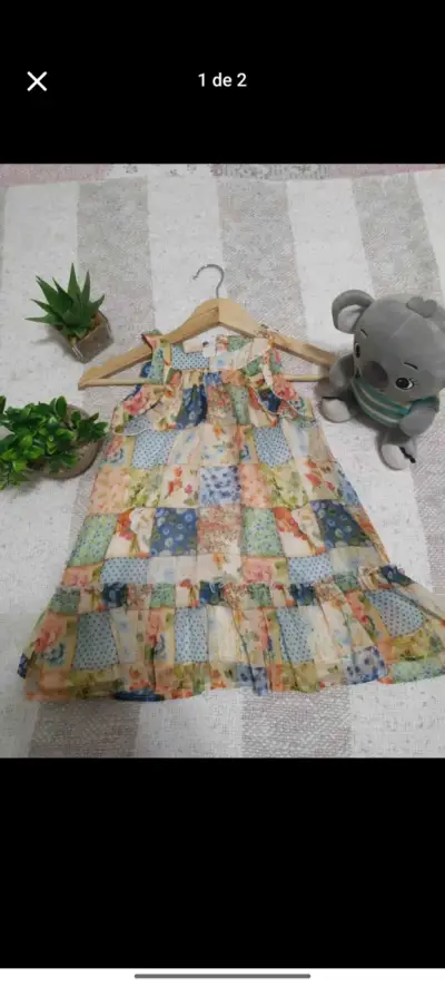 Vestido largo floral patchwork - miniatura 2