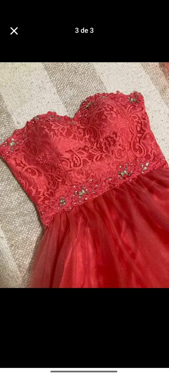 Vestido de fiesta rojo con encaje - 2