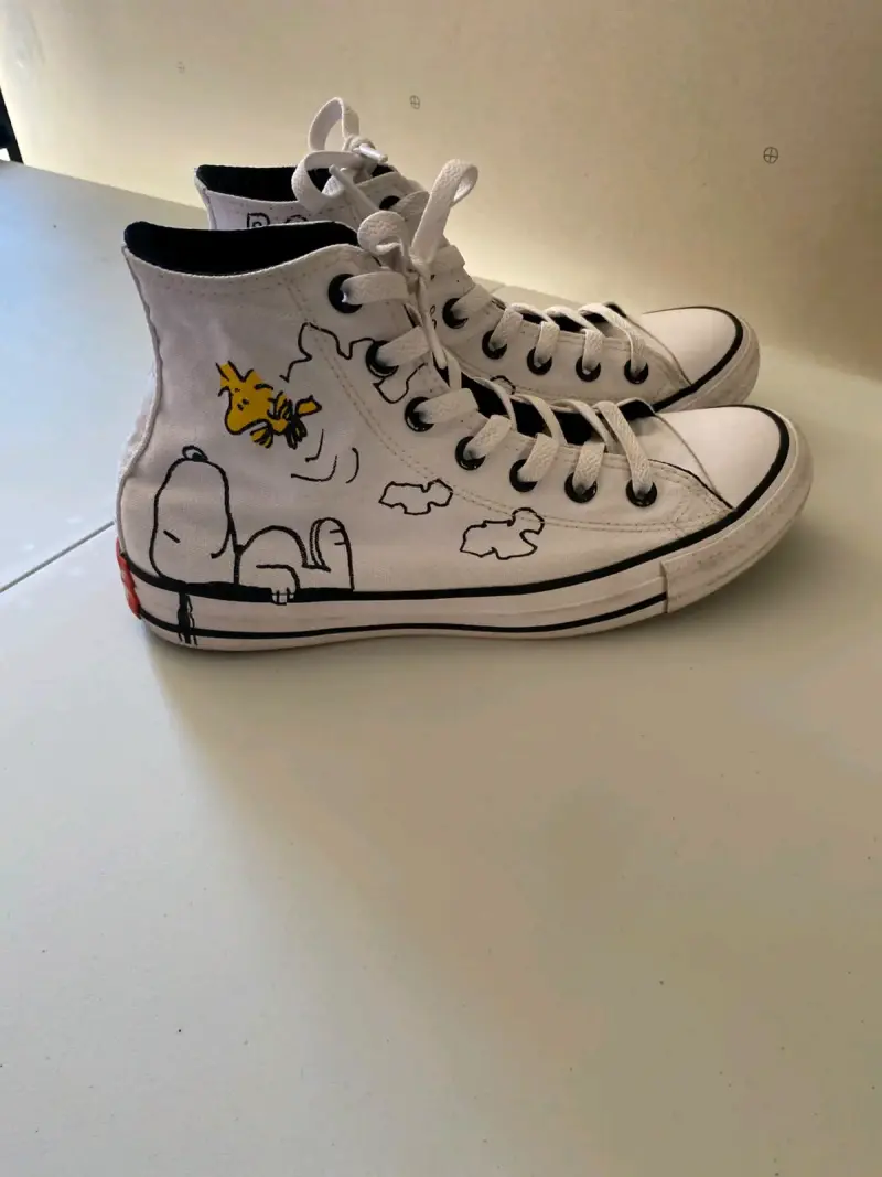 Zapatillas altas Snoopy blancas de lona - 1