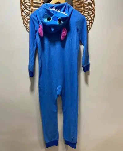 Pijama enterizo azul para niños con capucha - miniatura 2