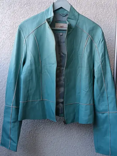 Chaqueta de cuero turquesa Seasons - miniatura 2