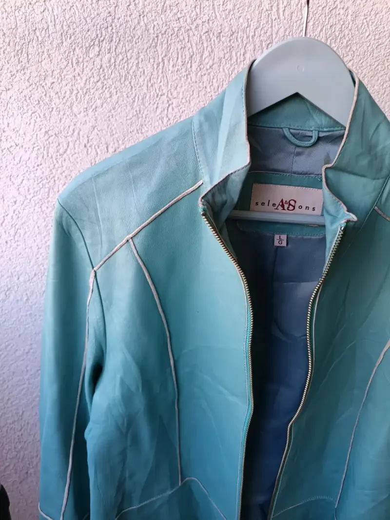 Chaqueta de cuero turquesa Seasons - 3