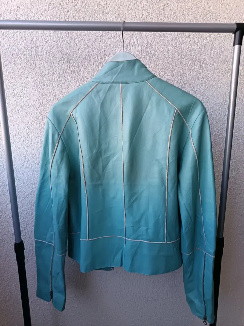 Chaqueta de cuero turquesa Seasons - 4