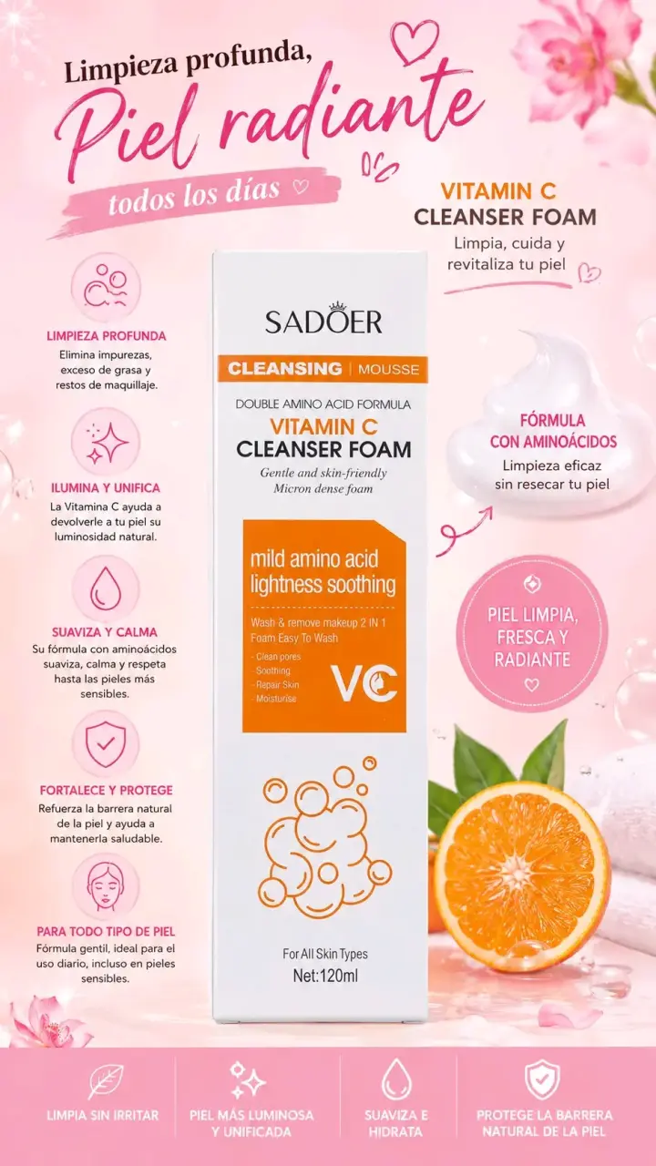 Espuma limpiadora Sadoer con vitamina C
