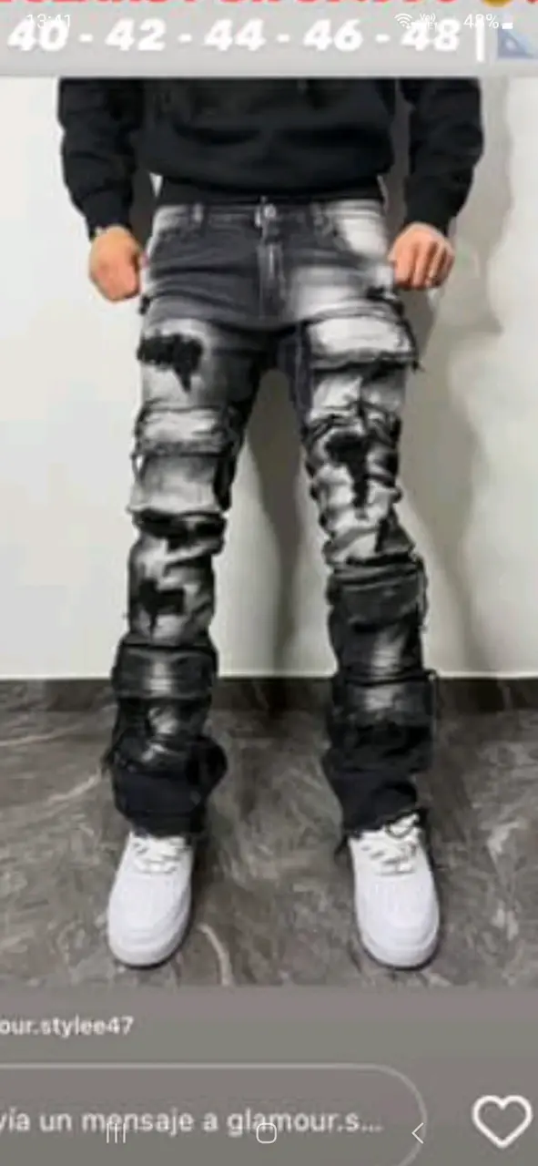 Jeans desgastados para hombre estilo urbano flore
