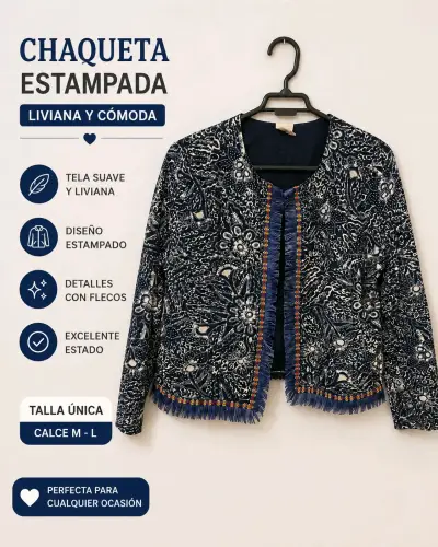 Chaqueta estampada con flecos talla M - miniatura 1