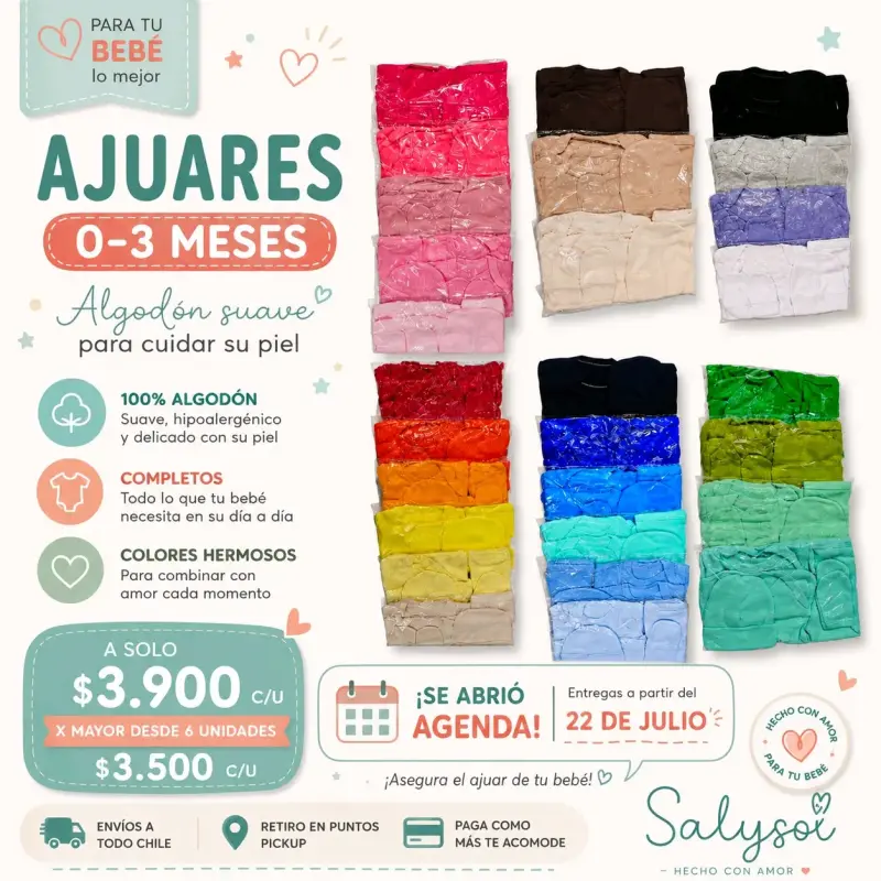 Ajuar de algodón suave para bebé 0-3 meses - 1