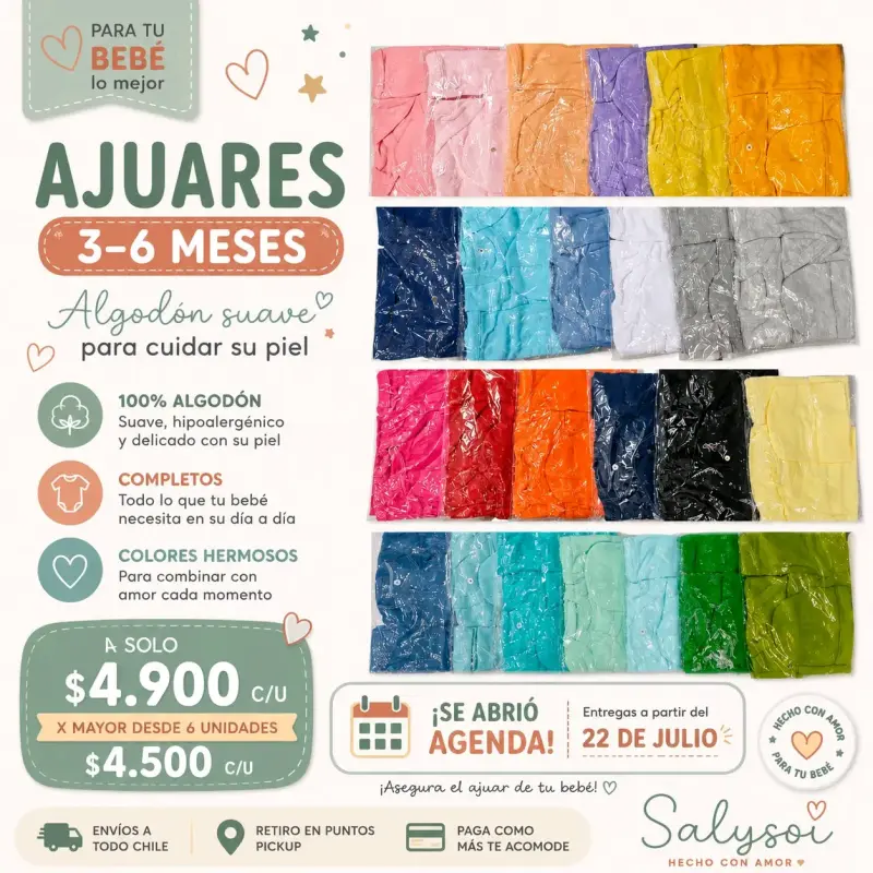 Ajuar de bebé 3-6 meses 100% algodón - 1