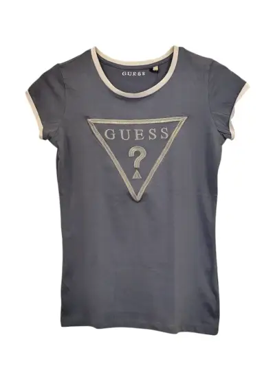 Polera Guess azul Logo bordado plateado M - miniatura 2