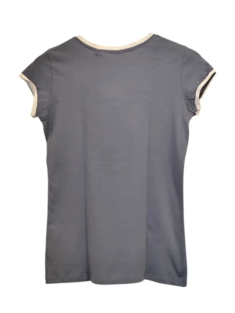 Polera Guess azul Logo bordado plateado M - 4
