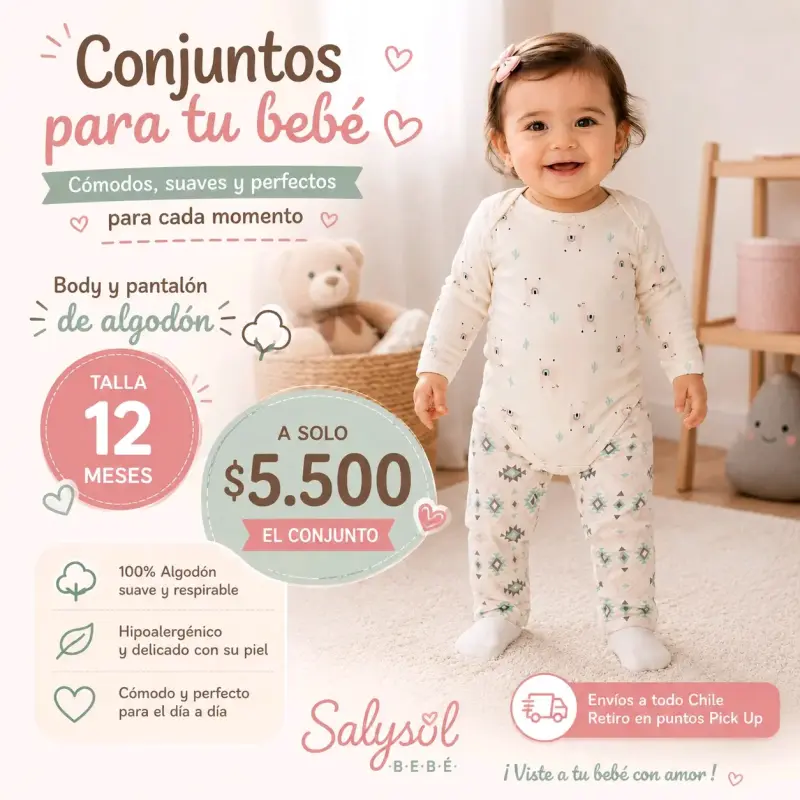 Conjunto de algodón para bebé 12 meses