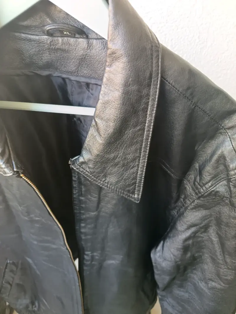 Casaca Bomber de Cuero Genuino Black XL - 2