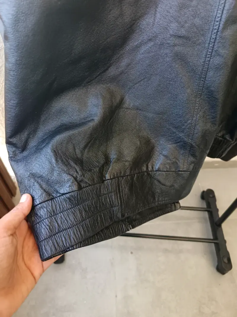 Casaca Bomber de Cuero Genuino Black XL - 4