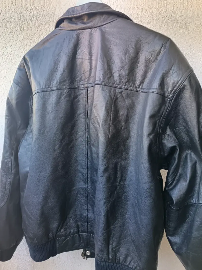 Casaca Bomber de Cuero Genuino Black XL - 5
