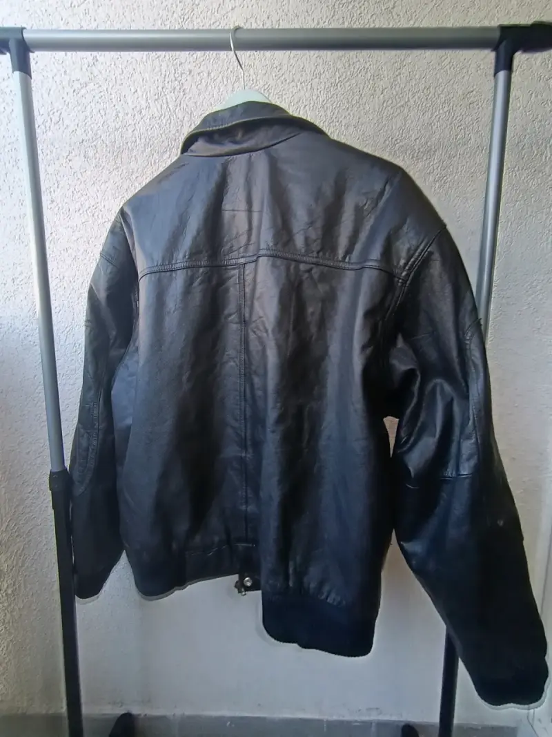 Casaca Bomber de Cuero Genuino Black XL - 6