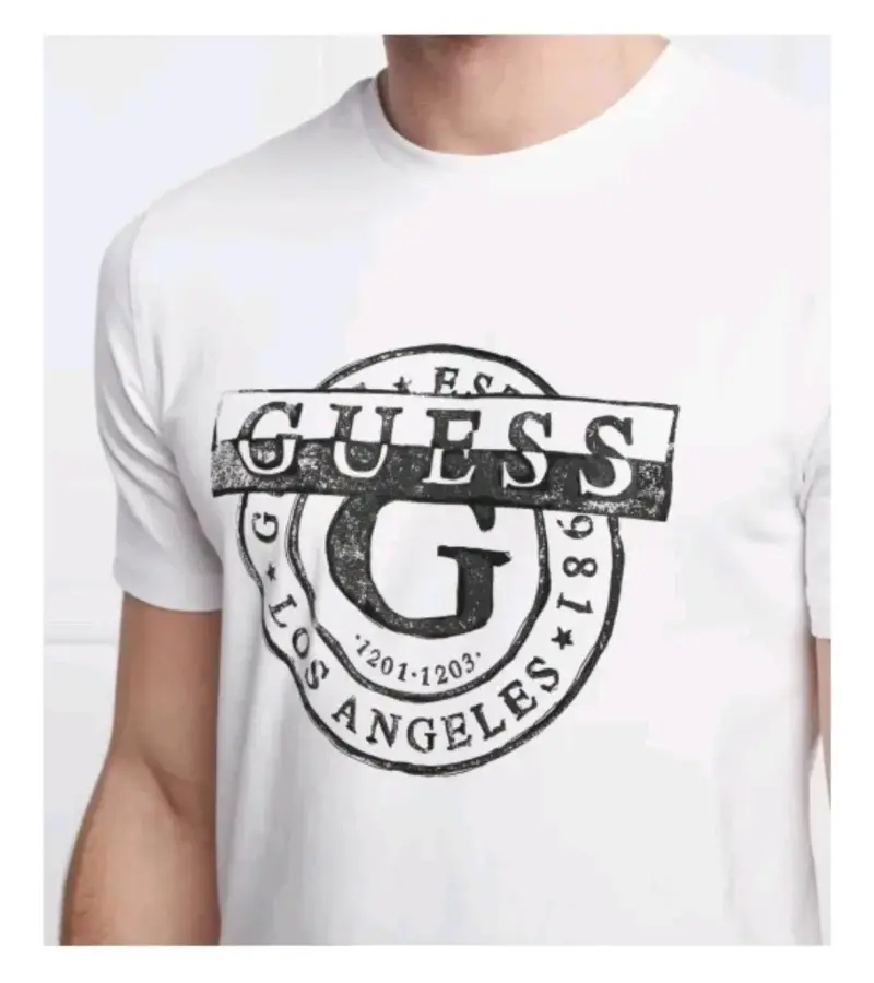 Polera Blanca Guess con logo estampado - 1