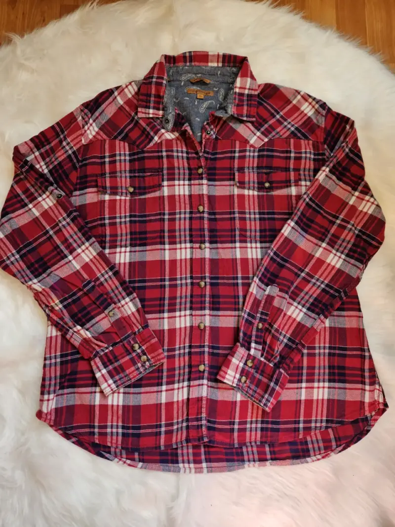 Blusa de franela a cuadros roja para mujer - 1
