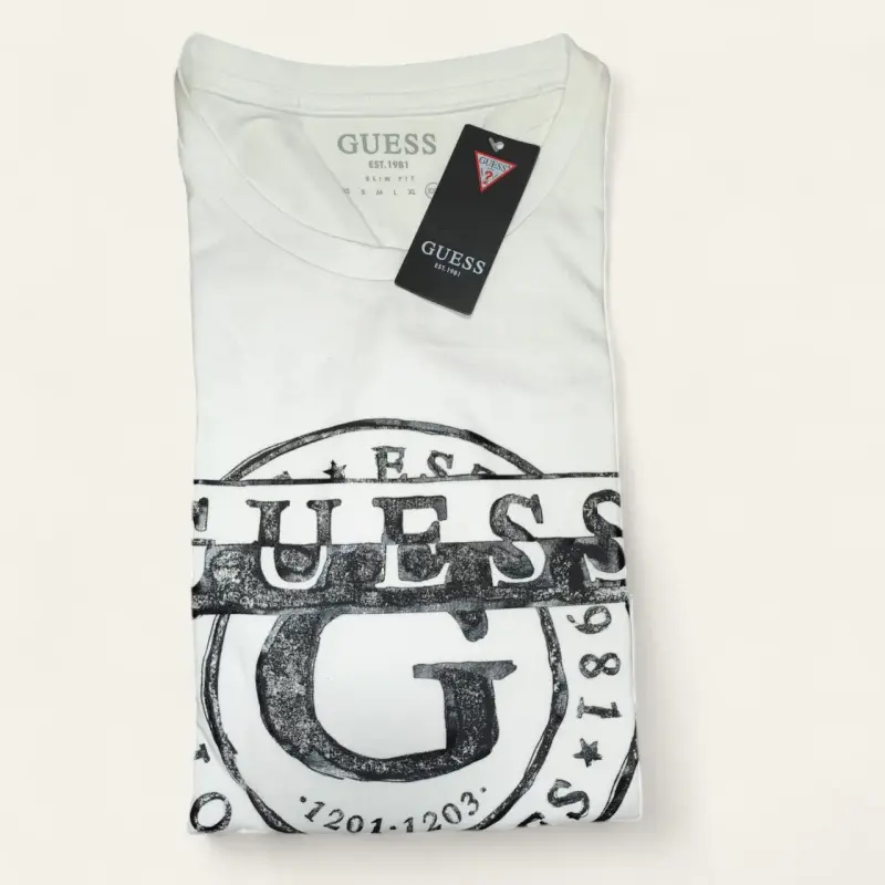 Polera Blanca Guess con logo estampado - 4