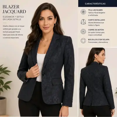 Blazer negro elegante para mujer - miniatura 2