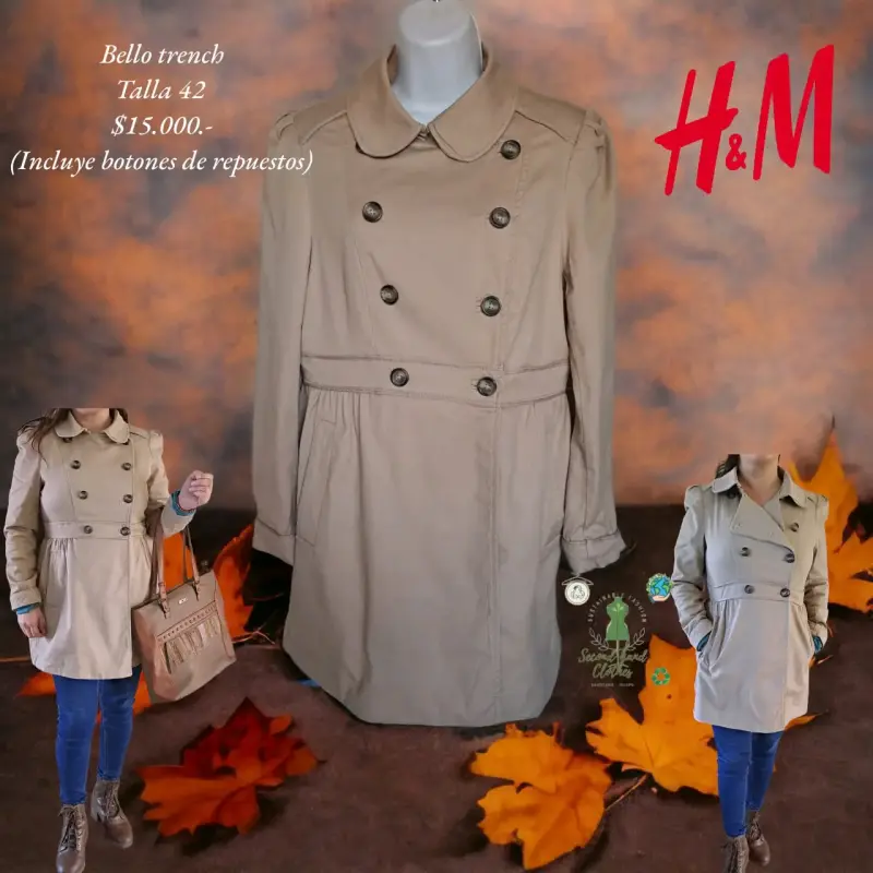 Trench coat beige H&M talla 42 - 1