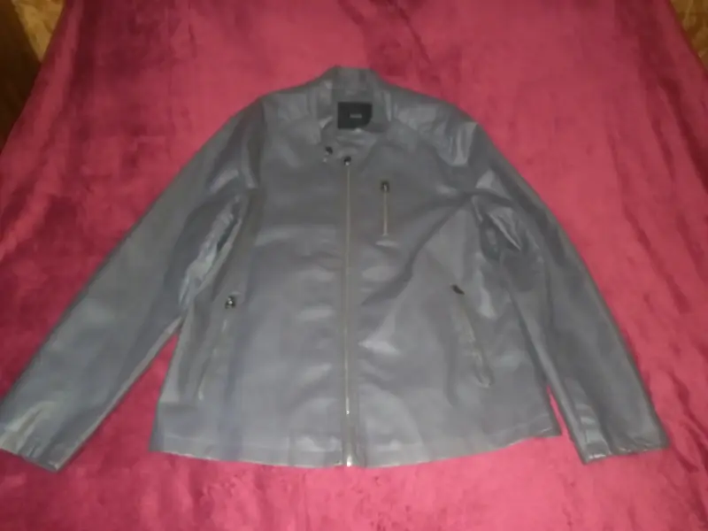 Chaqueta de cuero gris para hombre - 1