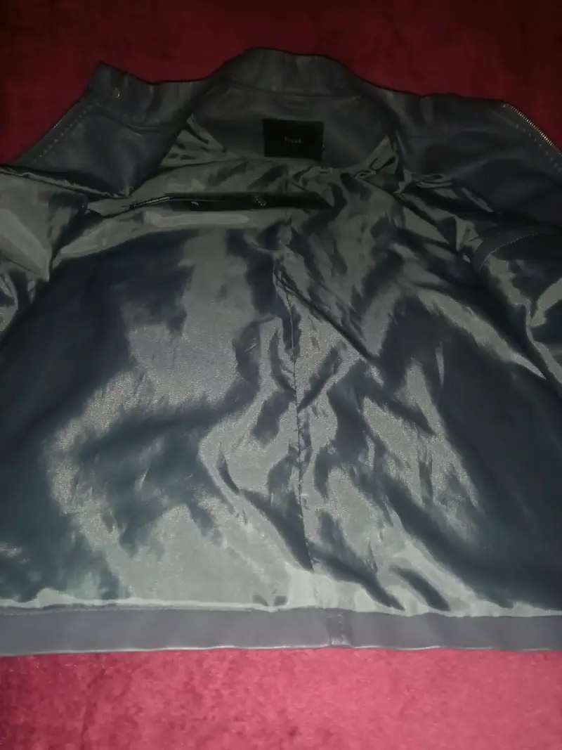 Chaqueta de cuero gris para hombre - 4
