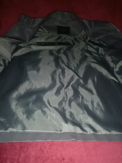Chaqueta de cuero gris para hombre - miniatura 4