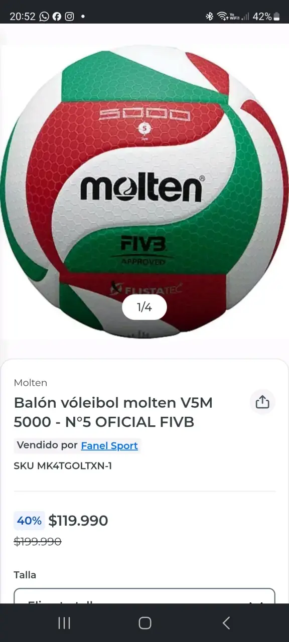 Balón de vóleibol Molten V5M 5000 FIVB