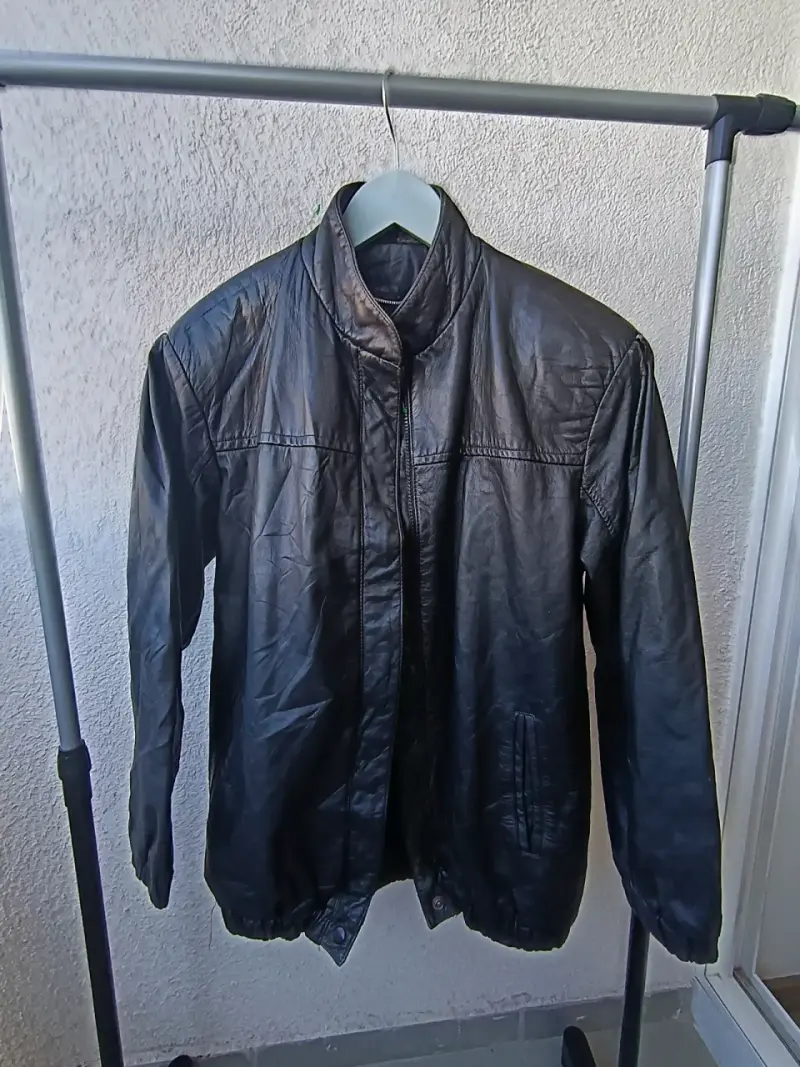 Chaqueta de Cuero Genuino Vintage Black - 1