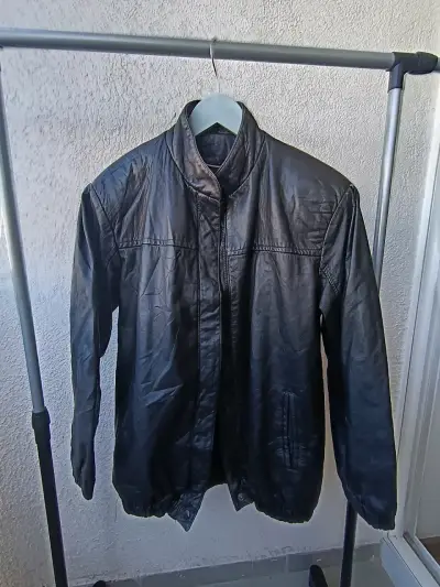 Chaqueta de Cuero Genuino Vintage Black - miniatura 1