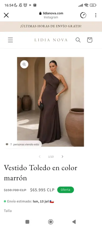 Vestido Toledo marrón elegante - miniatura 1