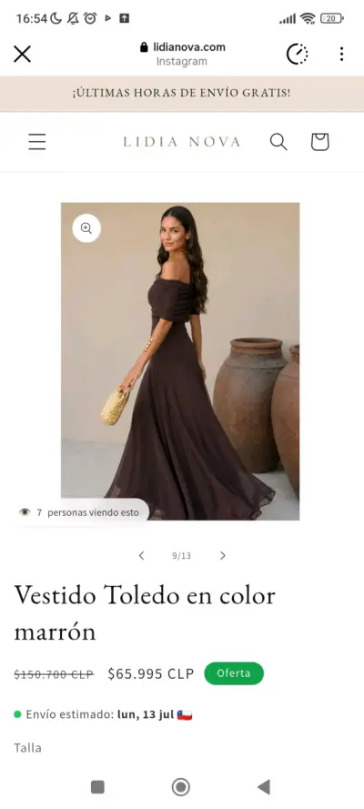 Vestido Toledo marrón elegante - miniatura 2