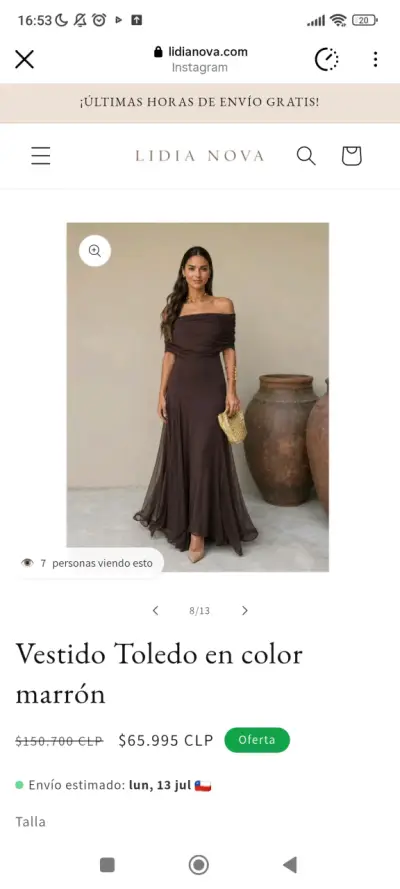 Vestido Toledo marrón elegante - miniatura 3