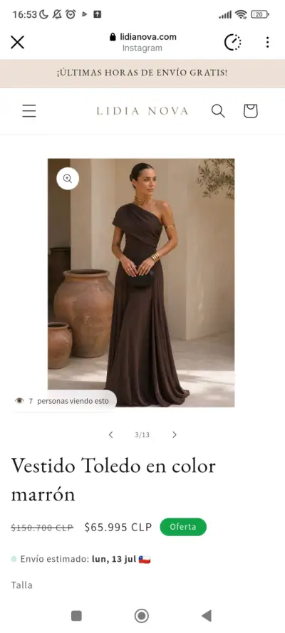 Vestido Toledo marrón elegante - miniatura 4