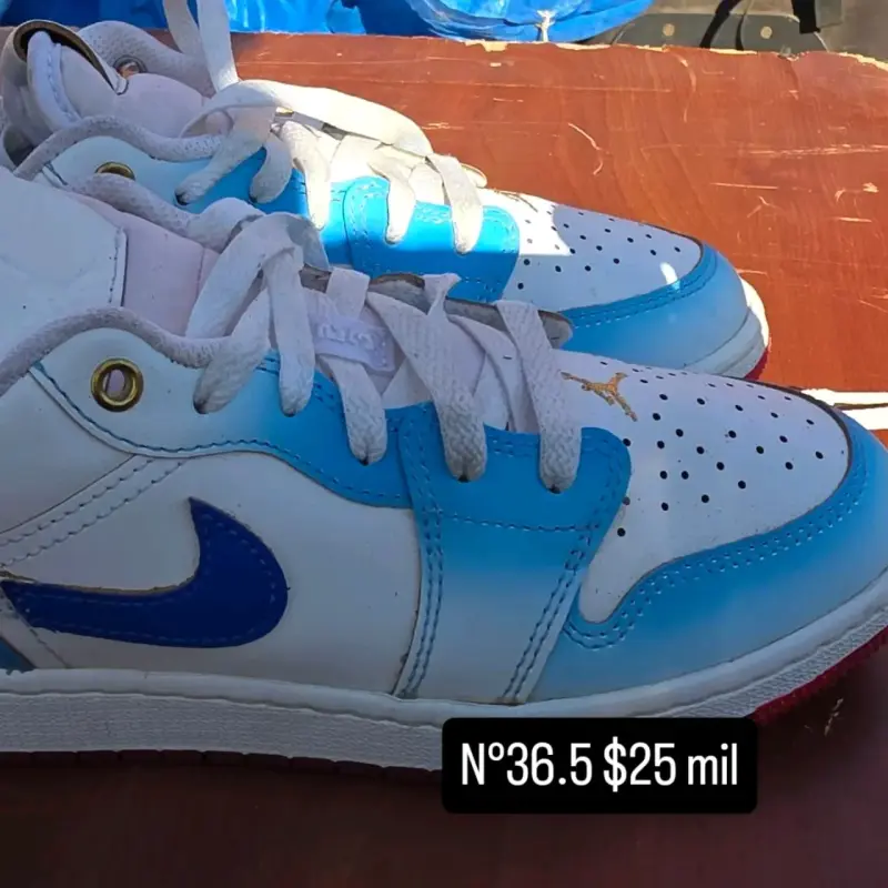 Zapatillas deportivas blancas y azules talla 36.5 - 1