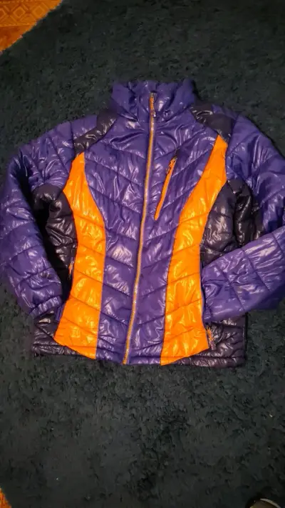 Parka acolchada bicolor lila y naranja - miniatura 1