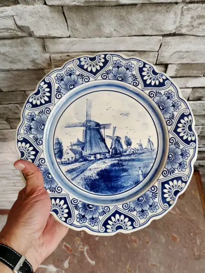 Plato decorativo de cerámica Delft azul holandes - miniatura 1