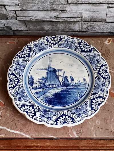 Plato decorativo de cerámica Delft azul holandes - miniatura 2