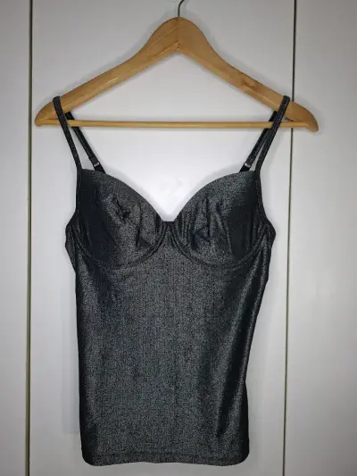 Top de tirantes negro brillante - miniatura 1