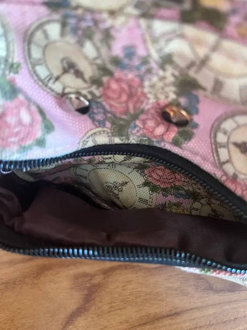 Mochila estampada con relojes y flores - 5