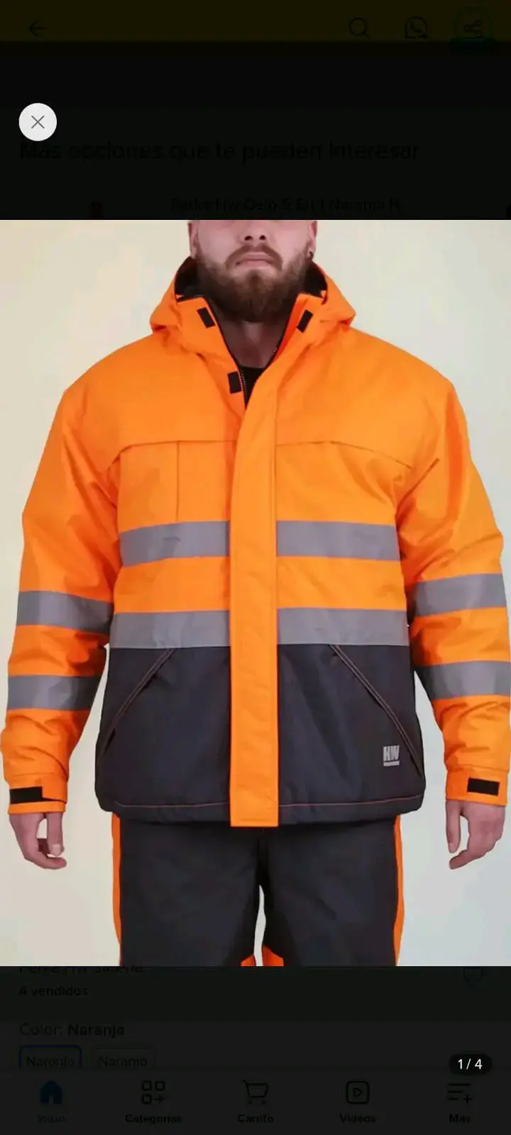 Parka reflectante naranja para hombre - 1