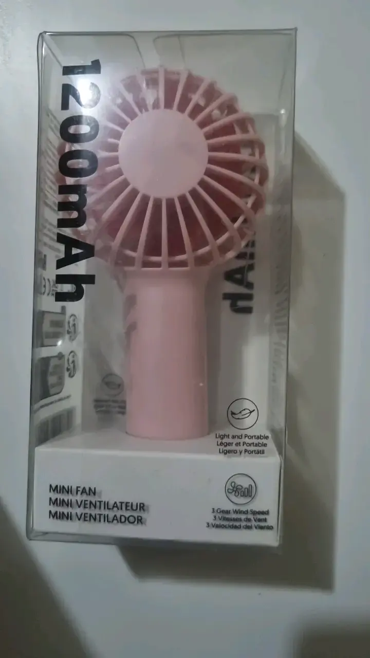 Mini ventilador portátil rosa 1200mAh
